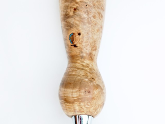 Maple burl beer tap handle with turquoise accents